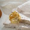 Classic Designer Geometric Irregular Ring for Women Stainless Steel Metal Hollow Out Striped Statement Knuckle Rings Wed Jewelry
