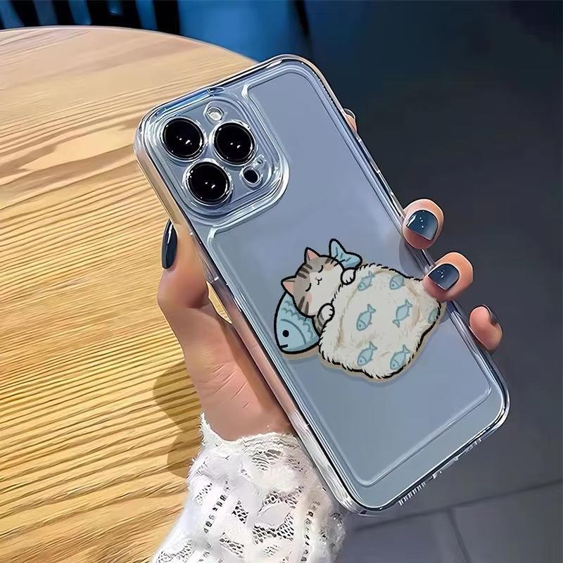Creative Sleeping Kittens Clear Phone Case For Samsung Galaxy S26 S24 S25 S23 Ultra S22 S21 S20 Plus FE A50 A71 A72 A73 Cover