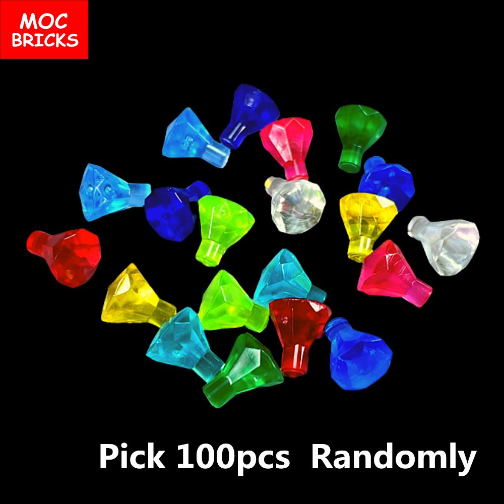 100pcs\lot MOC Bricks Rock 1x1 Jewel 24 Facet Treasure Diamond Gem 28556 30153 Building blocks DIY Toys For Children's Gifts