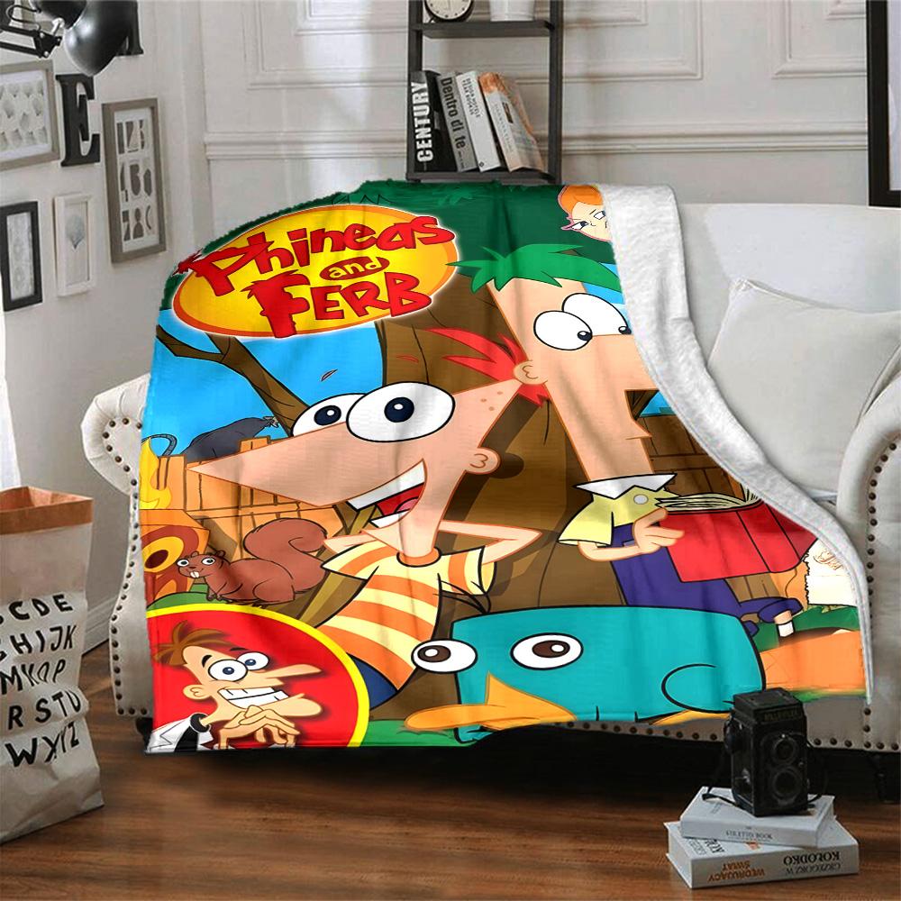 1pc Phineas and Ferb1 Blanket, Gift, for Men and Women, Soft Blanket, Good for Sofa Bed Couch Travel, Lightweight Flannel Blanket