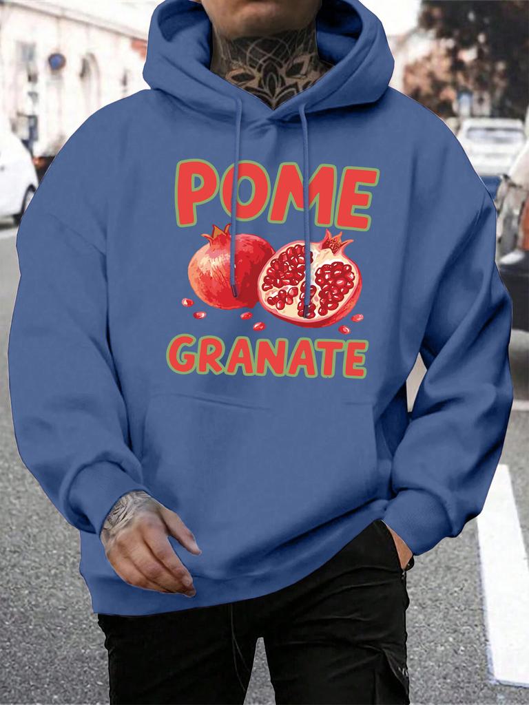 Pome Granate Fresh Fruit Printing Men Hoodies Hip Hop Loose Man Hoody Autumn Fleece Streetwear Casual Pocket Male Clothing