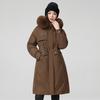 New women's long fashion hooded big fur collar cotton coat, thin versatile cotton coat