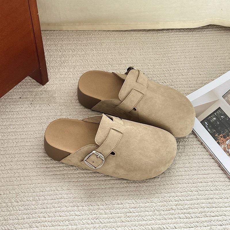 Thick-soled bag head and half slippers for women to wear in spring, ugly and cute, versatile, lazy people pedal Birkenstocks with one foot