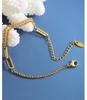 Christmas Geometric Double-Layer Chain Bracelet: Women's 18K Gold-Plated Titanium Steel Rectangular Openwork Design (E179)