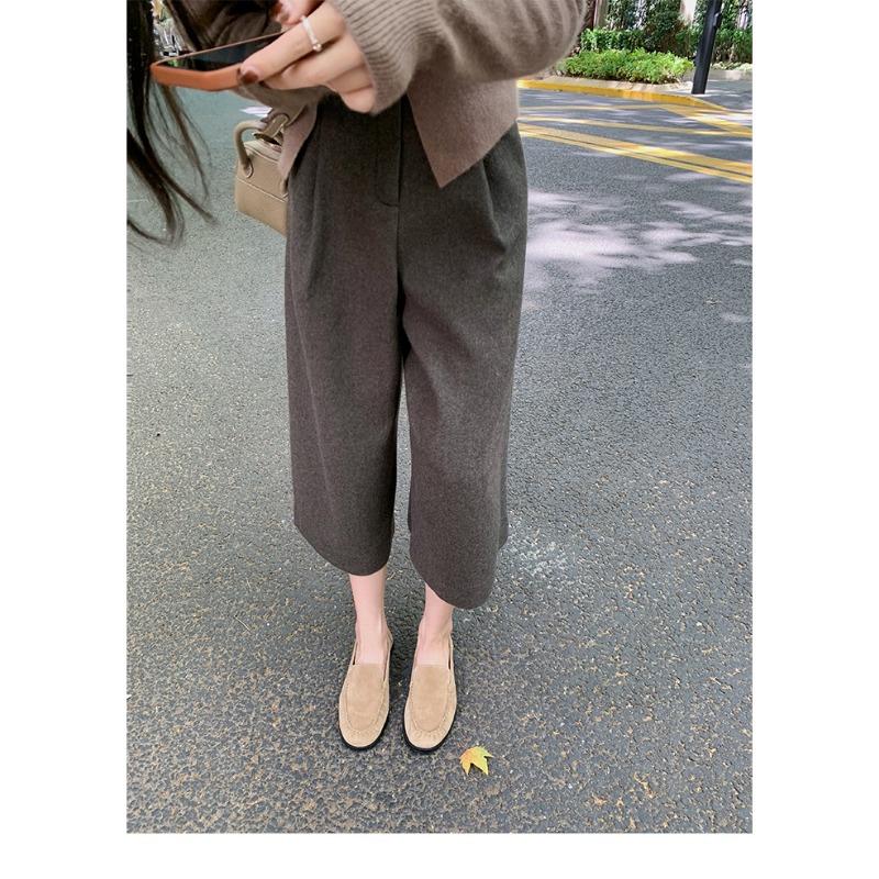 

Огромные удобные в носке~ Круглый заостренный овечий плоская подошва один педальный ленивый лофер одинарная туфля женщина 40 хаки