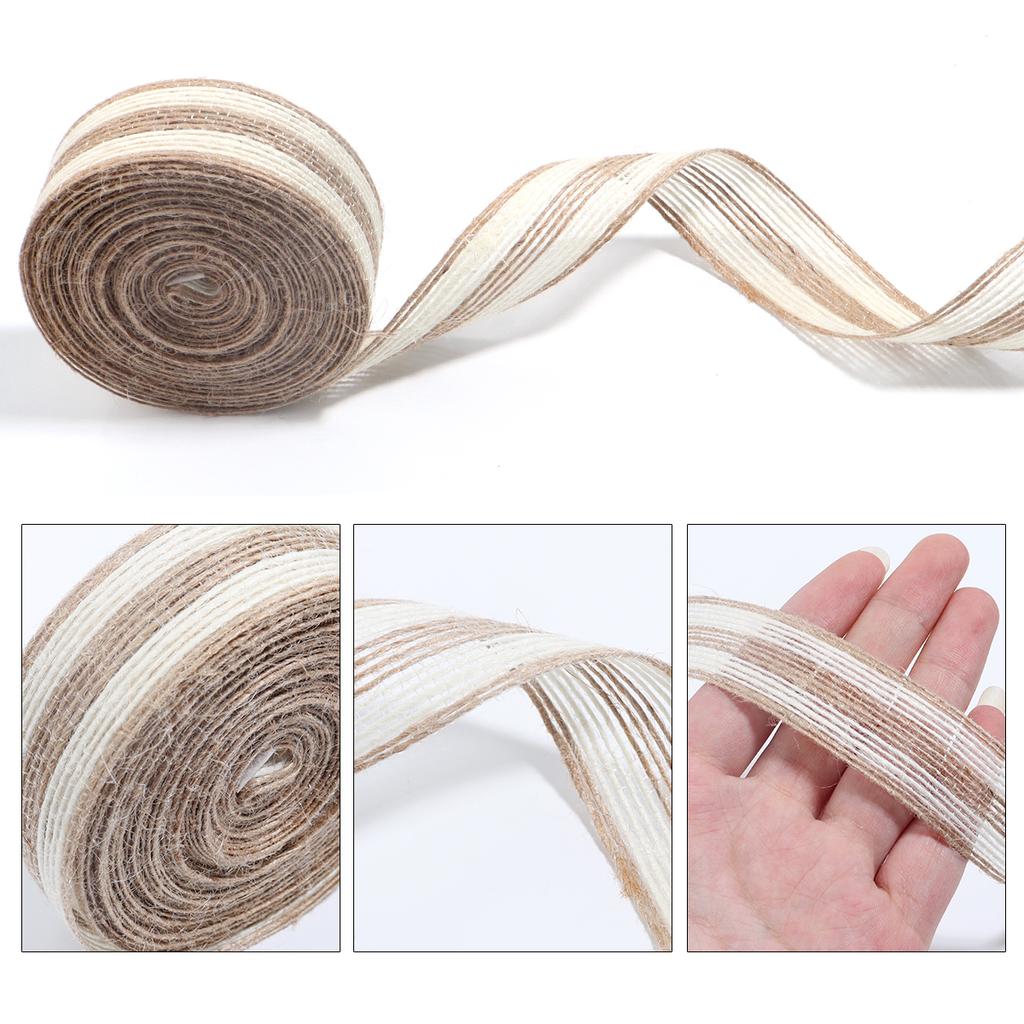 1-10M/Lot Natural Vintage Jute Ribbon White Edge Twine Jute Rope For Wedding Party Decoration DIY Craft Christmas Gift Packaging