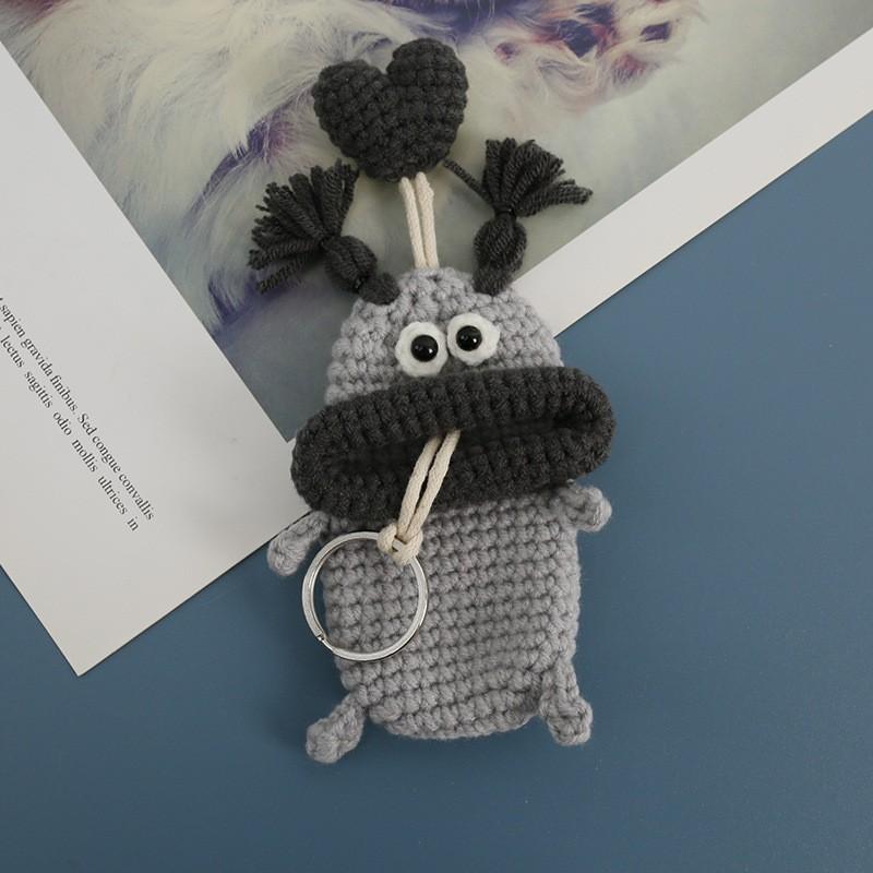 Cute Fruit Series Sausage Mouth Doll Crochet Keychains Custom Knitting Bag For Car Keys Holder Funny Doll Bag For Keys Storage