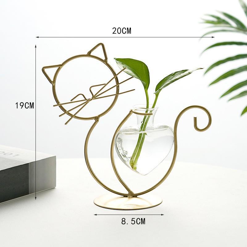 Minimalistischer katzenförmiger Schmiedeeisen-Blumenhalter Kreative Blumenvase Kreative Heimdekoration Wohnzimmer Tischdekoration