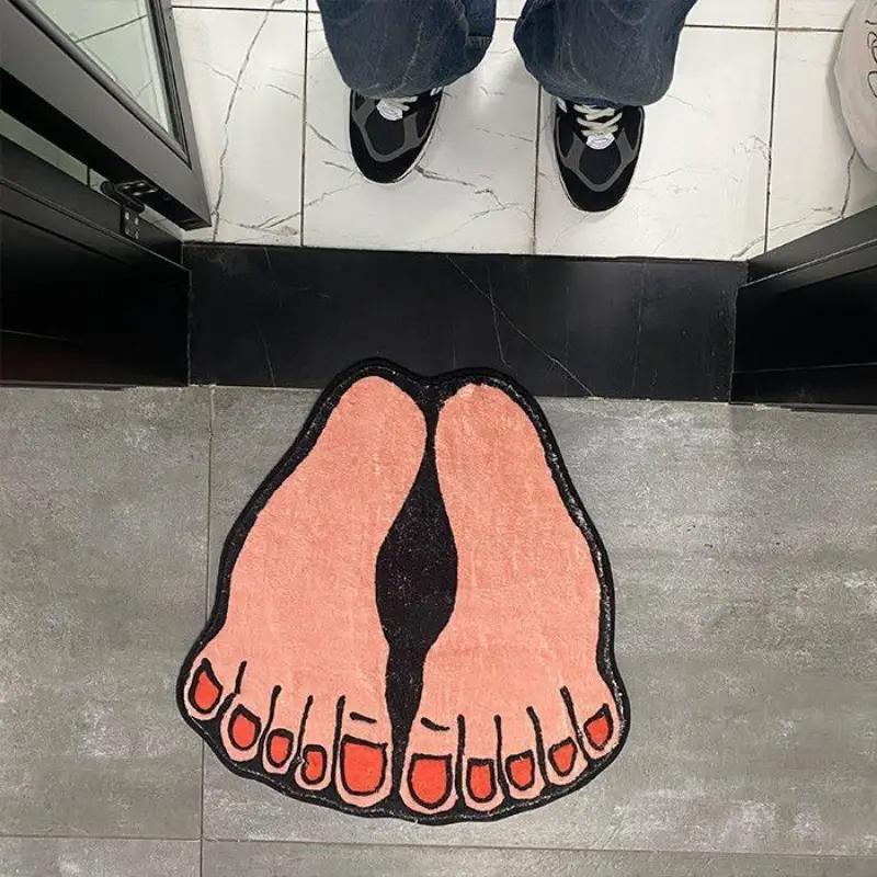 Lodestar Unisex Creative Foot-Shaped Doormat Non-Slip, Soft And Warm Entrance Hallway Mat Bathroom Rug For Home Decor