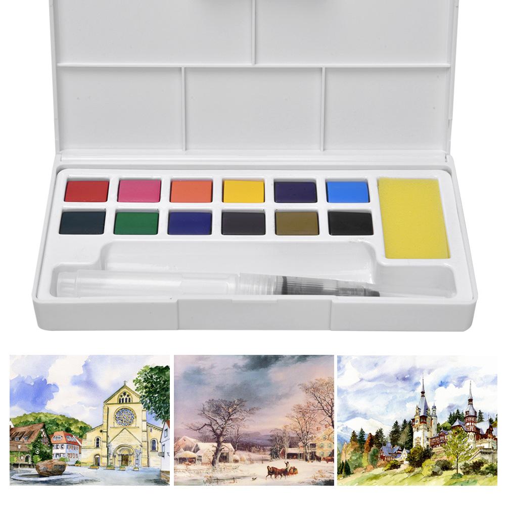 Solid Pigment Children Outdoor Sketch Painting Portable Pigment Kit Art Supply12 Colors