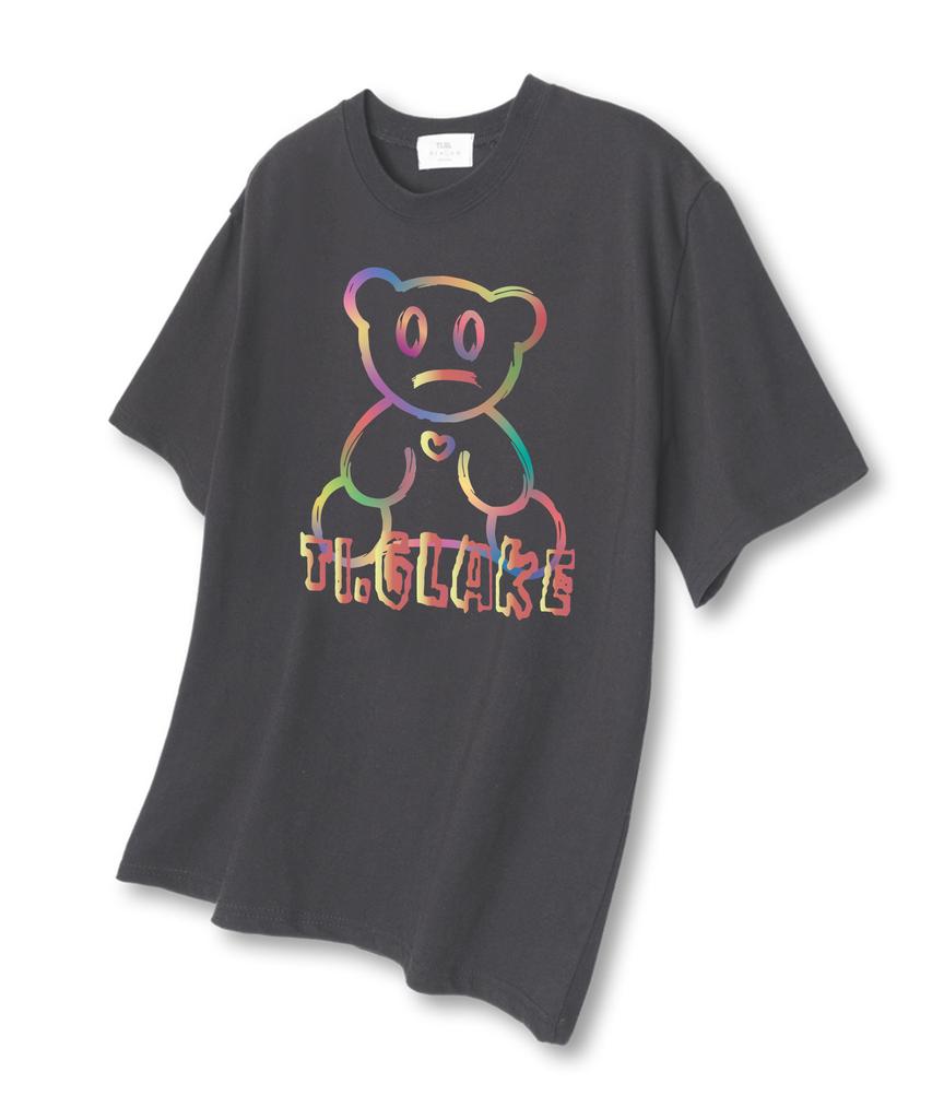 TI.GLAKE Rainbow Bear Short Sleeve T-Shirt Dark Gray