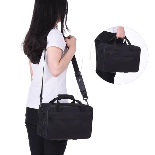 Juspins Mini Pocket Trumpet Bb Flat Brass Instrument with Mouthpiece Gloves, Cleaning Cloth, and Carrying Case