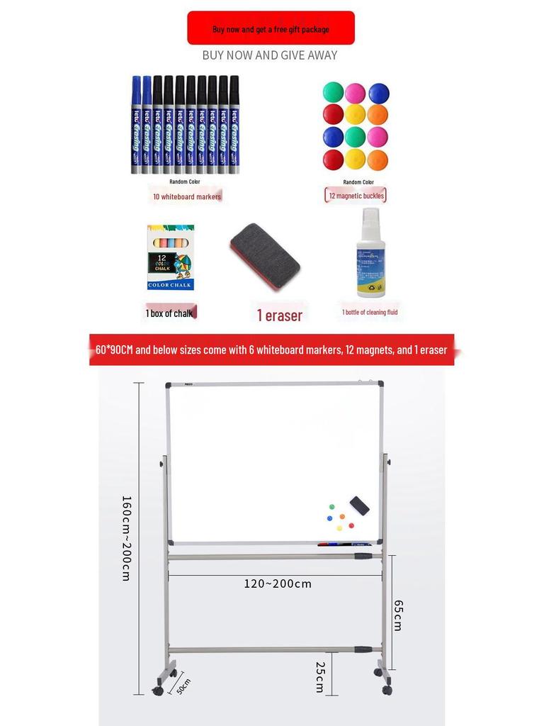 Mobiler zweiseitiger magnetischer Whiteboard-Ständer für Zuhause, Büro oder den Unterricht