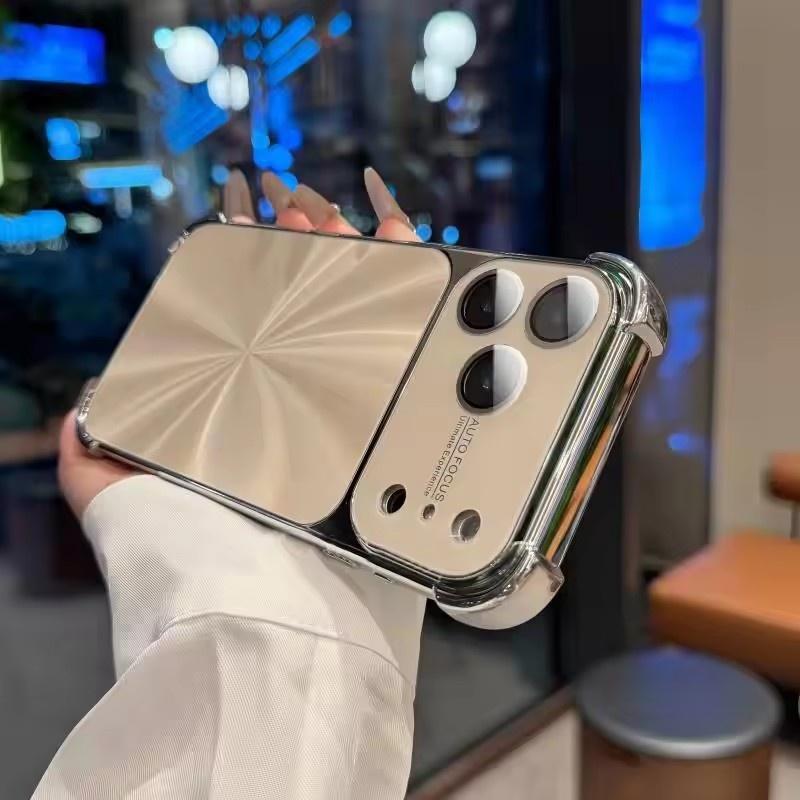 Luxury Plating CD Texture Laser Aesthetic Case For iPhone 17 Air 16 15 14 13 Pro Max Plus Dazzle Aurora Armor Shockproof Cover