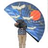 Japanese-Style Large Hanging Fan Handmade Mount Fuji Paper Folding Fan Unfold 90cm Wall Home Decoration