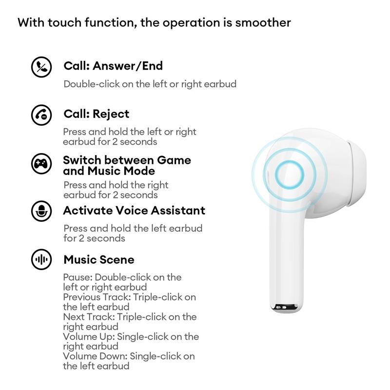 Original Lenovo LE210 Wireless Bluetooth 6.0 Earphones Low Latency HiFi Sound Quality Gaming Sport Headphones HD Call Noise Reduction Earbuds