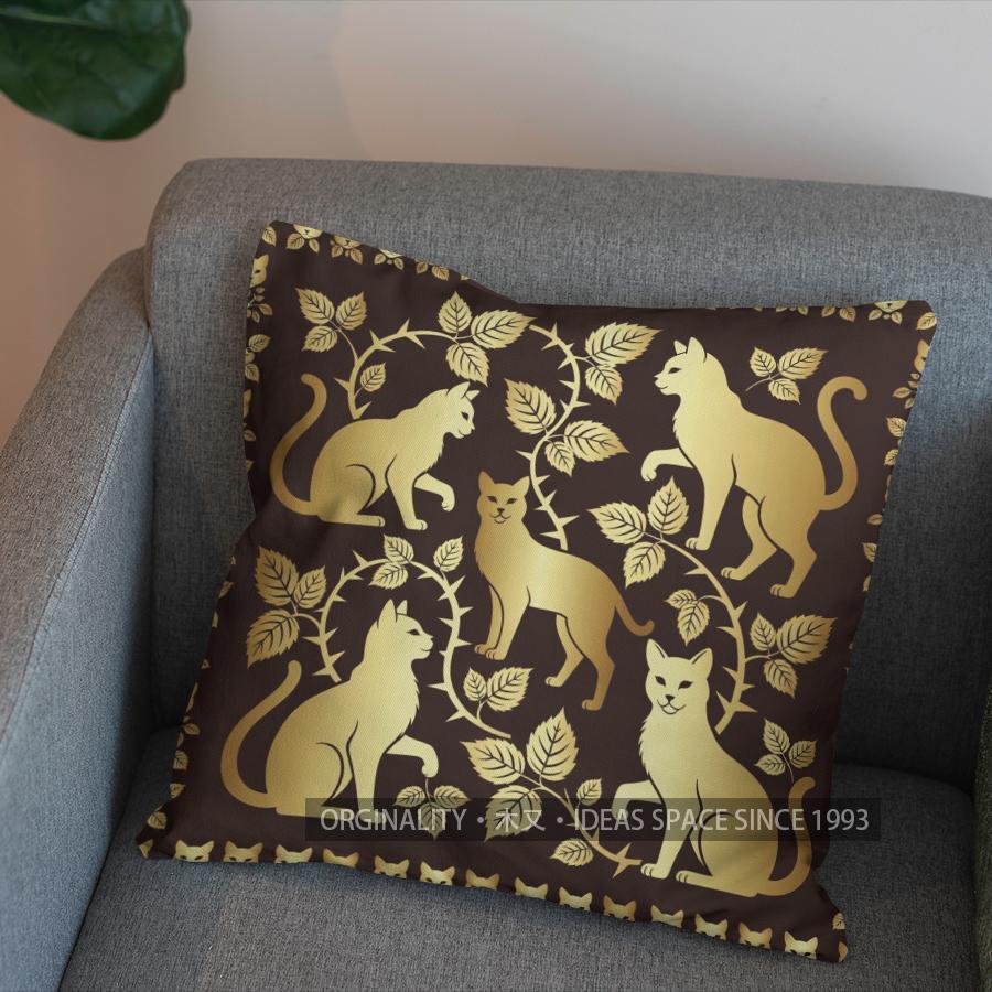 2D Four Cats In Art Nouveau Style Throw Pillow Pattern Cushion Cover Suitable For Sofa Bedroom Car Pillow Cover