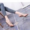 Women Slippers Shoes Rivet Transparent Cross Straps Ladies Round Toe Female Summer Plus Size Casual Fashion Slip On
