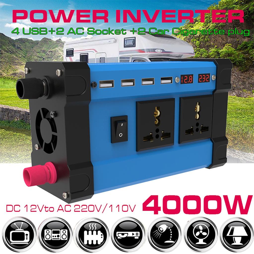 2 USB 3.6A Digital Display DC 12V to AC 220V 110V Car Inverter 4000W Inverter Voltage Transformer Converter LED for Car Home