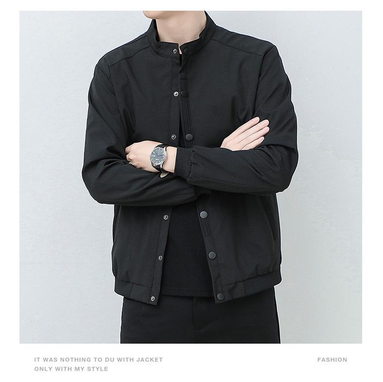 Men's Fashion Versatile Plus Size Baseball Collar Jacket: Spring & Autumn Business Casual Single-Breasted Design