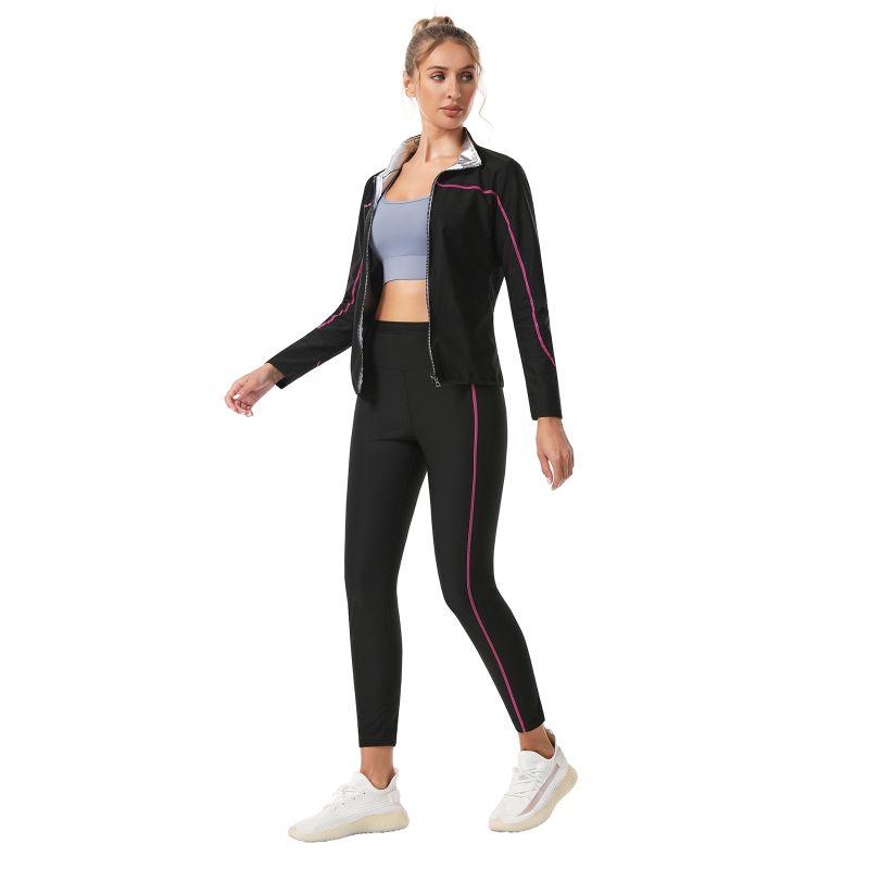 Women Sauna Suit Long Sleeve Zipper Top and Pants
