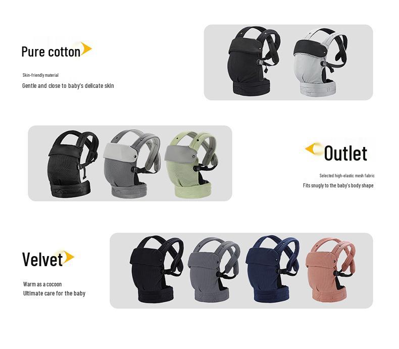 Infant Pure Cotton Double Shoulder Baby Carrier with Hip Seat, Spine Protection, and Front Carrying.