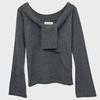 South Korea's Dongdaemun New Sexy Lace-Up Knit Sweater – Flirty Collarbone-Revealing Design