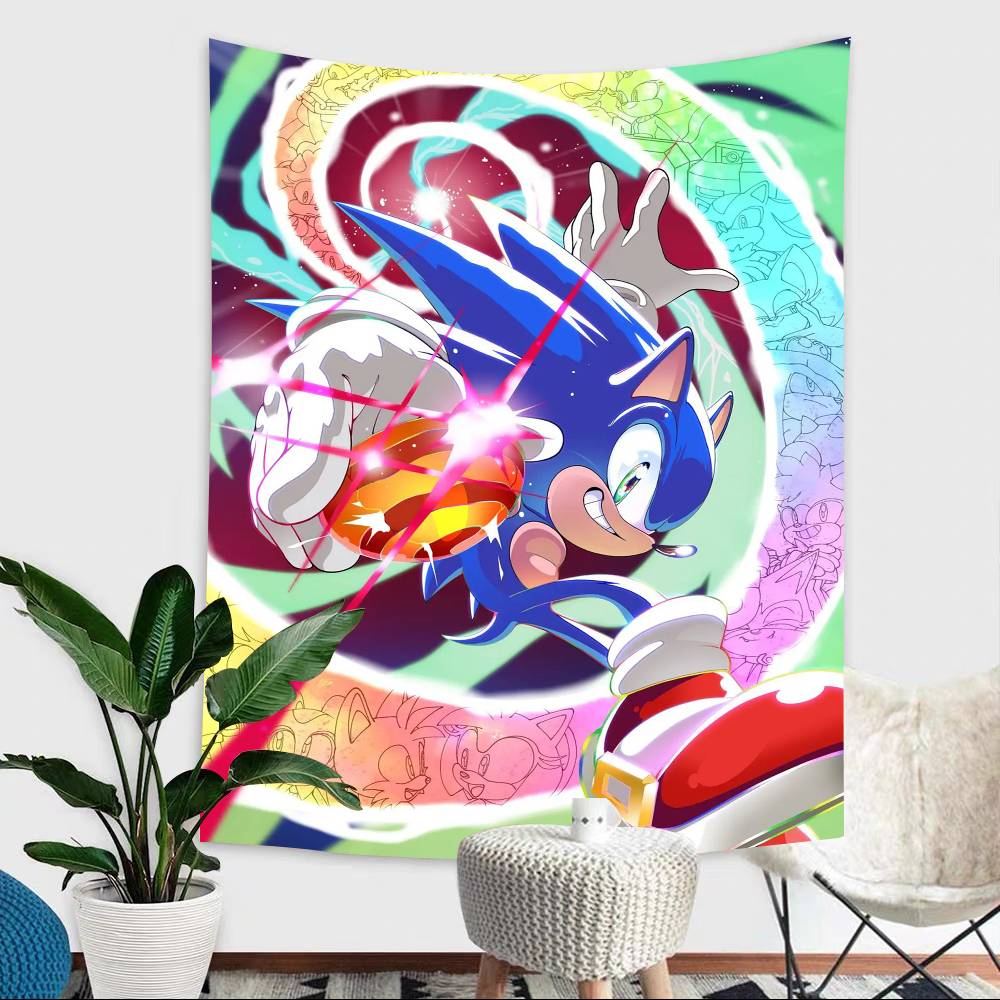 Classic Anime Sonic Characters Theme Background Party Decoration Baby Gifts Space Decoration Banner Children Photography Props