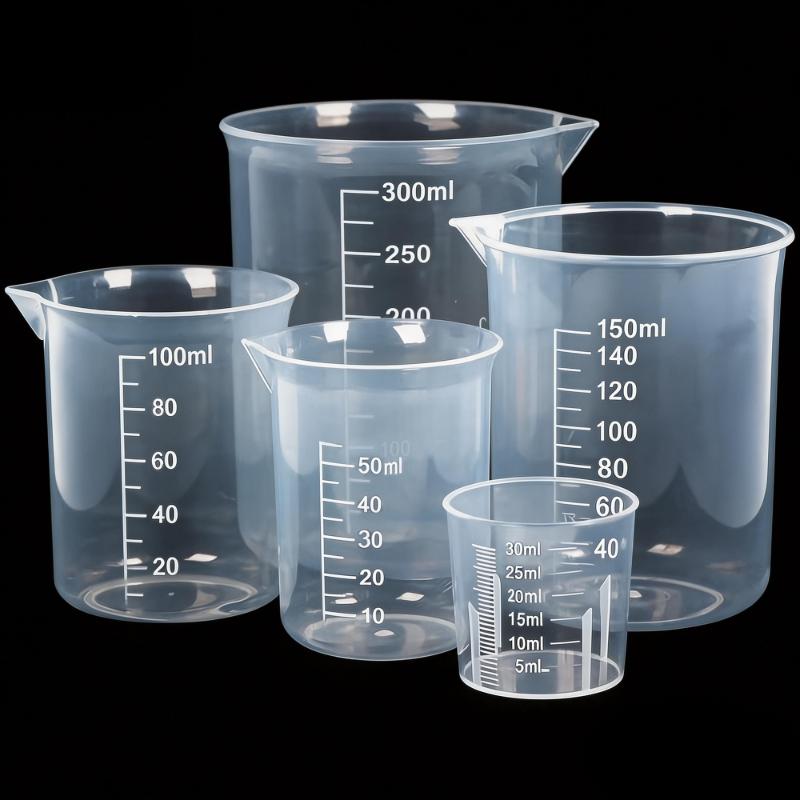 5pcs Graduated Measuring Cups and Laboratory Graduated Beakers, Suitable for Mixing Paints, Dyes, and for DIY Jewelry Making