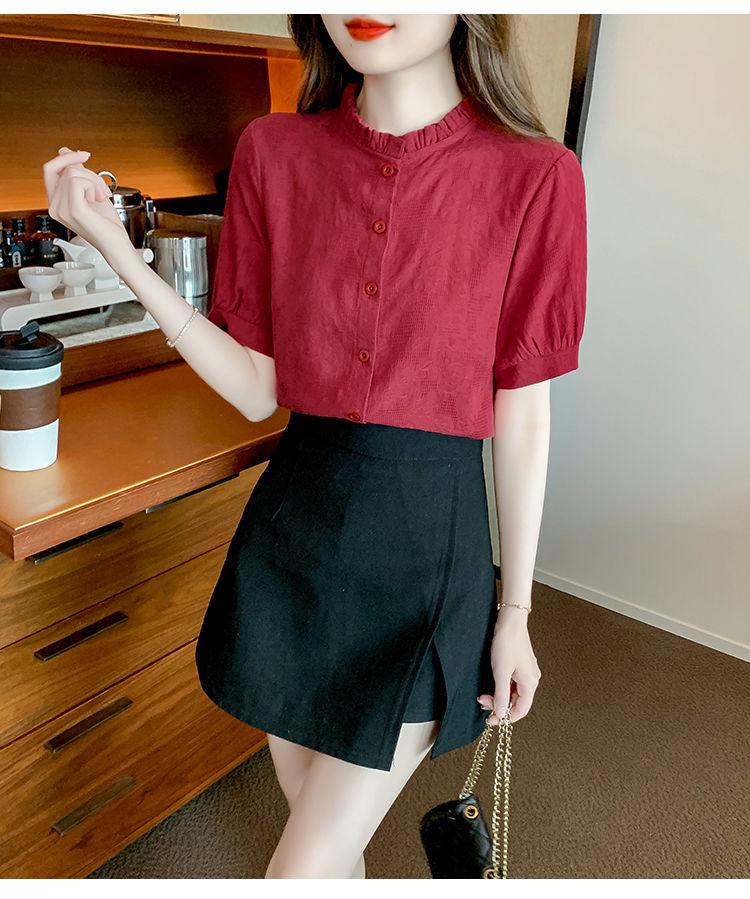 Summer 2024 Women's Pure Cotton Age-Defying Jacquard Shirt - Fashionable, Versatile, and Elegant