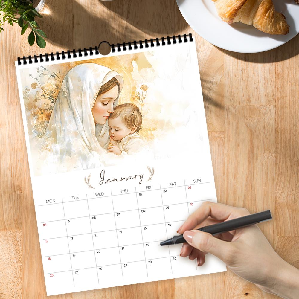 1 st 2026 Väggkalender, Tema Jul Jesu Födelse, Religiös Gåva, 12 Vackra Designer, Perfekt för Jul, Nyår