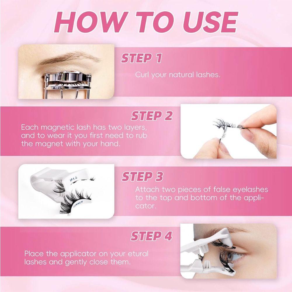 DIY Magnetic Suction False Eyelashes Makeup Cat Eye Fake Lashes Glue Free False Eyelashes Cosplay