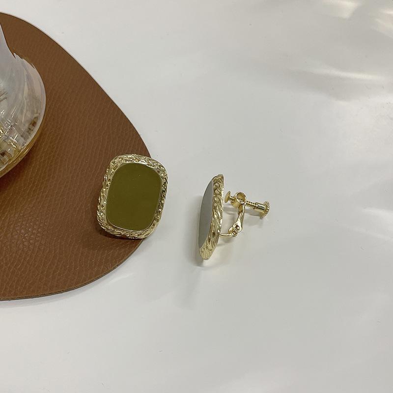 S925 Silver Needle European Square Stud Earrings - Versatile No-Piercing Clips for Women