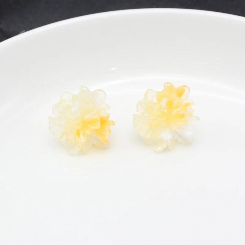 Resin Transparent 3D Flower Big Stud Earring for Women Personality Creative Lovely Simple Wedding Jewelry Girl Gift Brincos
