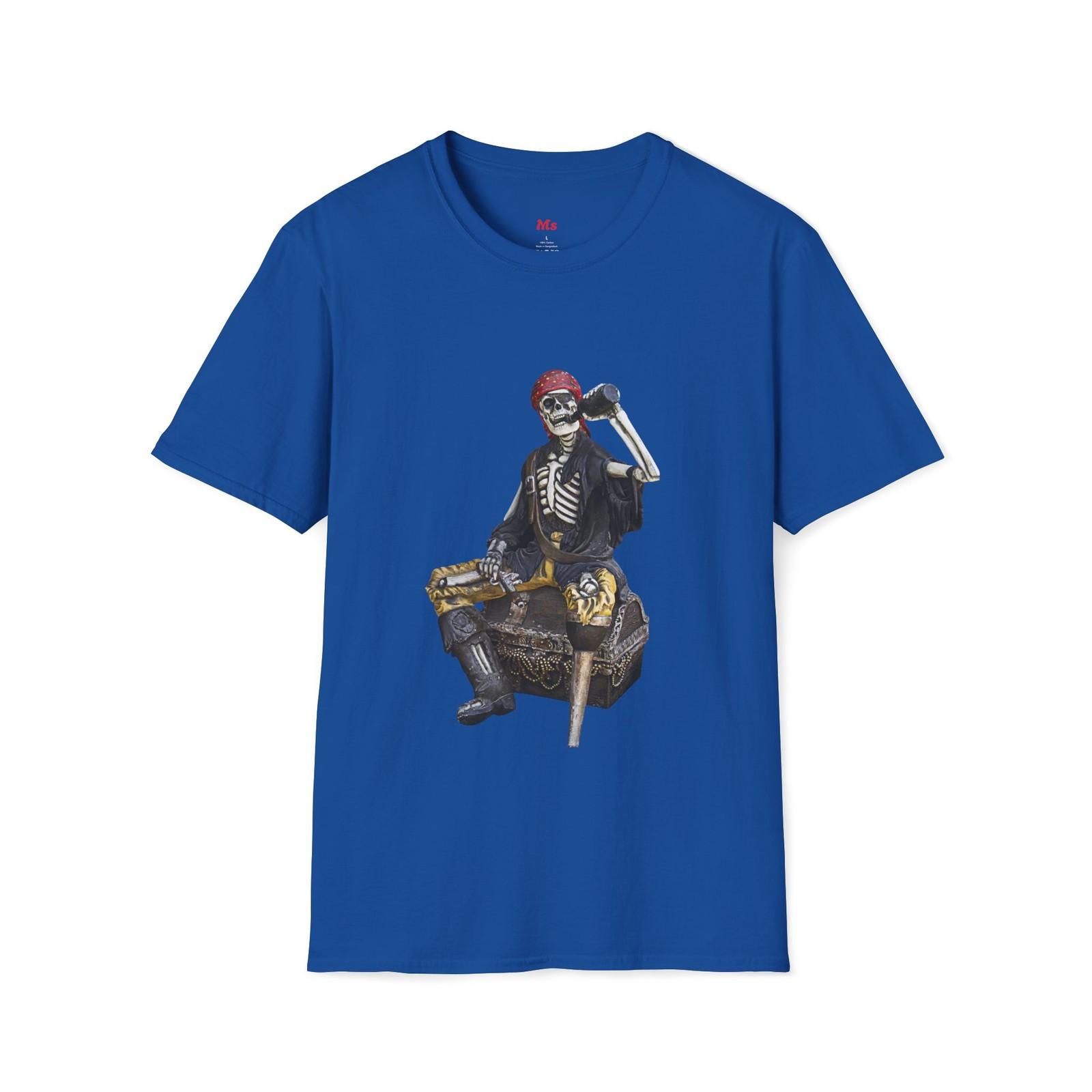 Pirate Skeleton T-Shirt | Skull and Crossed Sabers Graphic Tee S