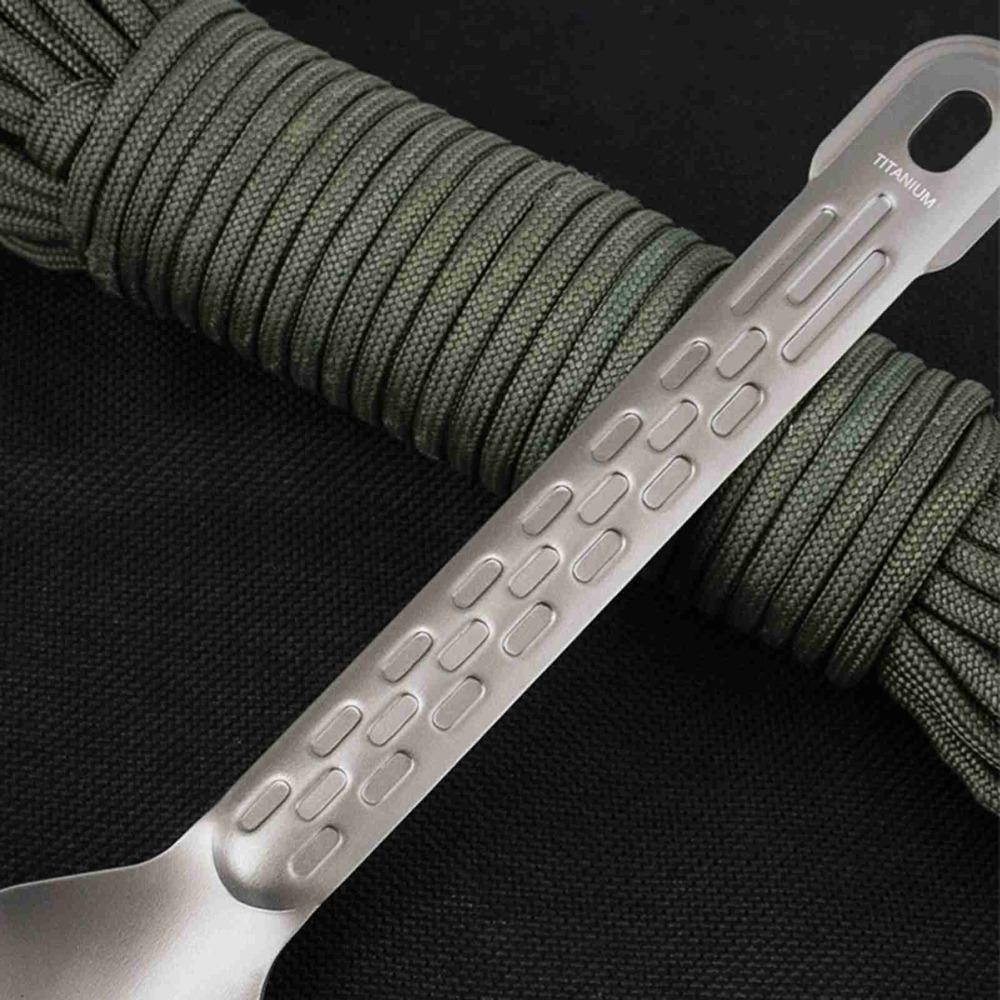 Non-Slip Handle Camping Cutlery Pure Titanium Reusable Fruit Fork Portable Eating Utensil  Camping Spoon