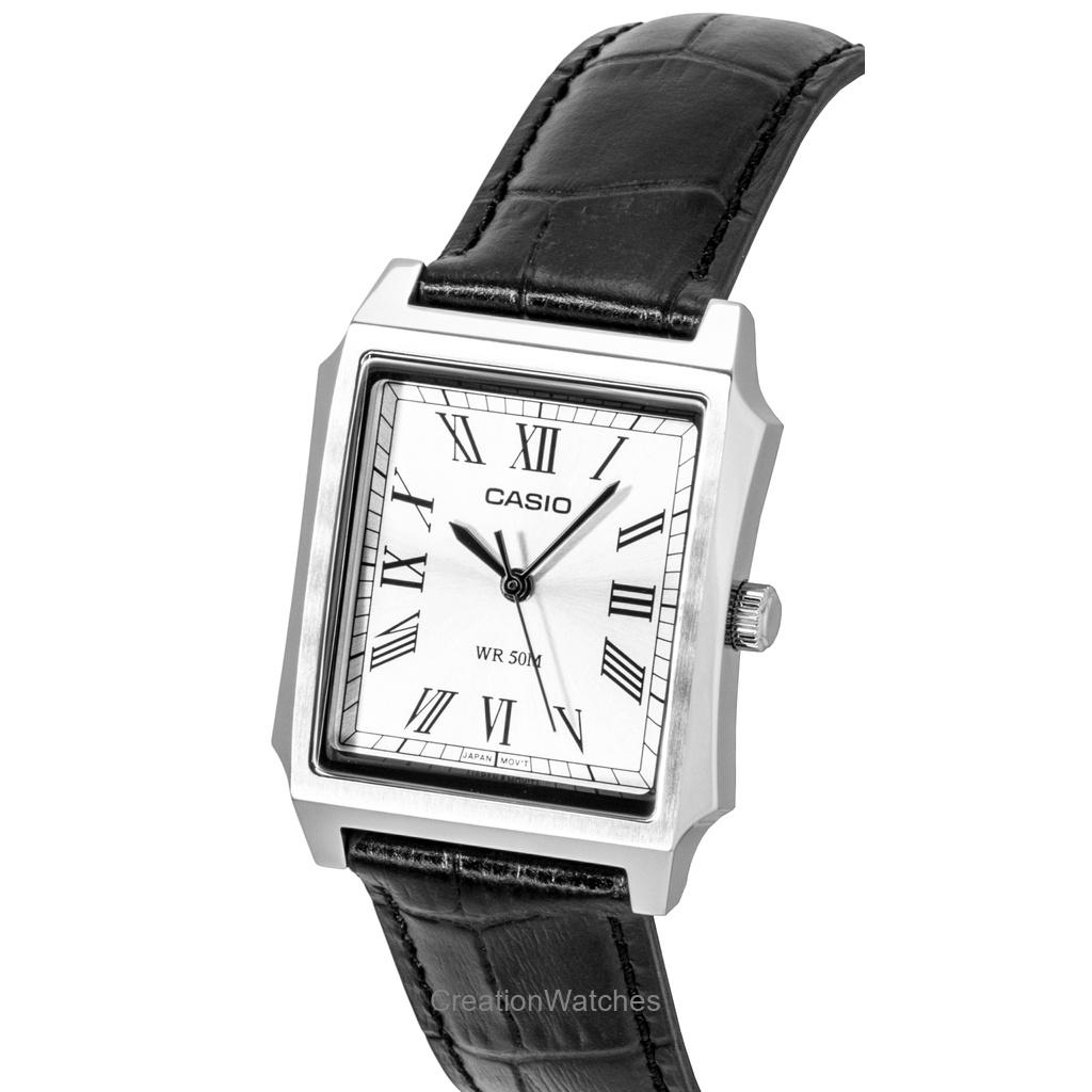 Casio Analog Leather Strap Silver Dial Quartz MTP-B190L-7BV Men's Watch