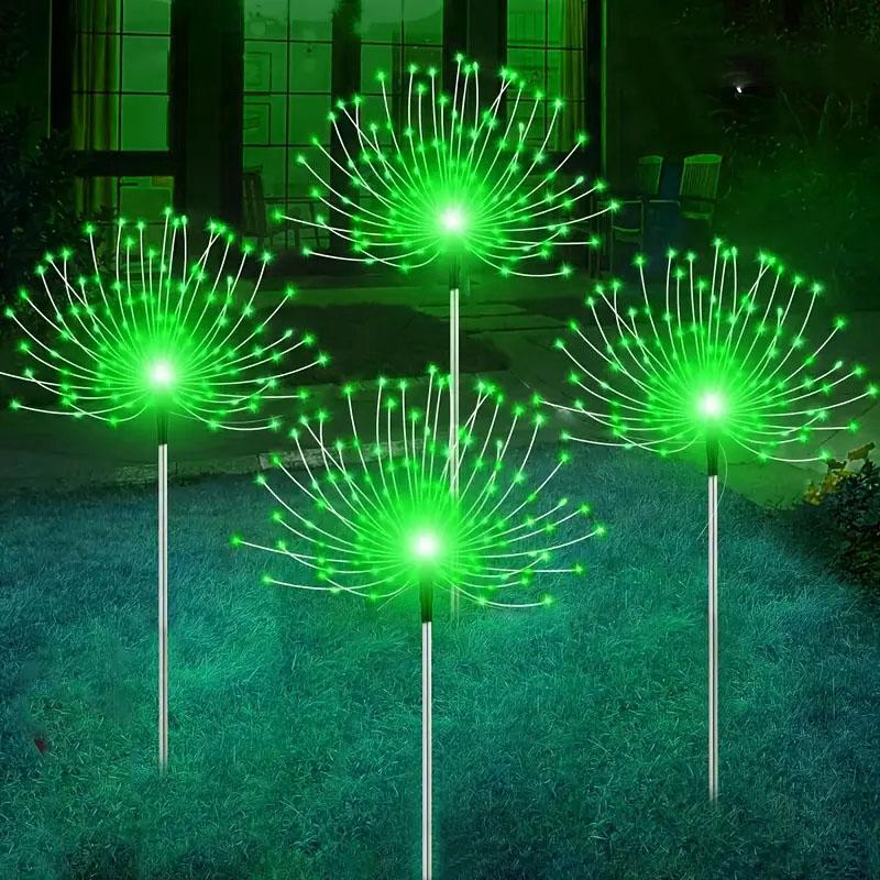 Solar Garden Lights 200LED Waterproof Outdoor Lighting with Installation Hardware Firework Lights for Pathway Lawn Christmas
