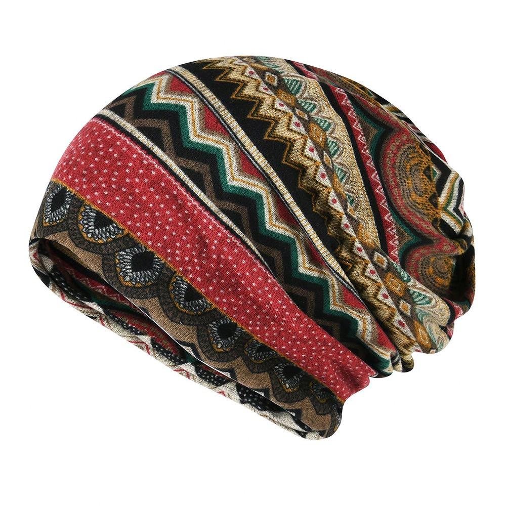 Plaid Print Pullover Hat Multifunctional Casual Hedging Cap fashion Turban Hats  Autumn and Winter