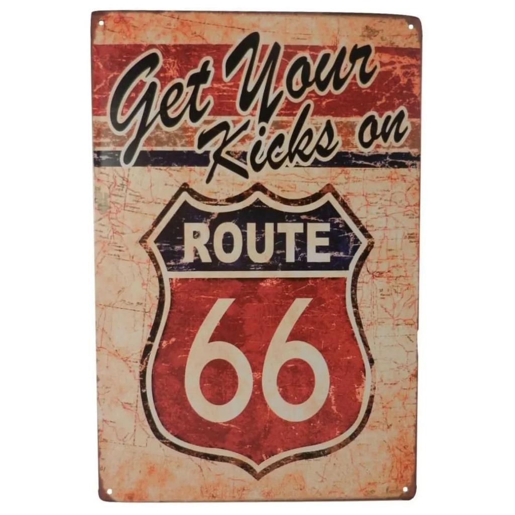 Vintage USA Route Metal Tin Signs Wall Art Posters Aluminum Plaque Sign for Garage Cafe Living Room Club Bar Decoration