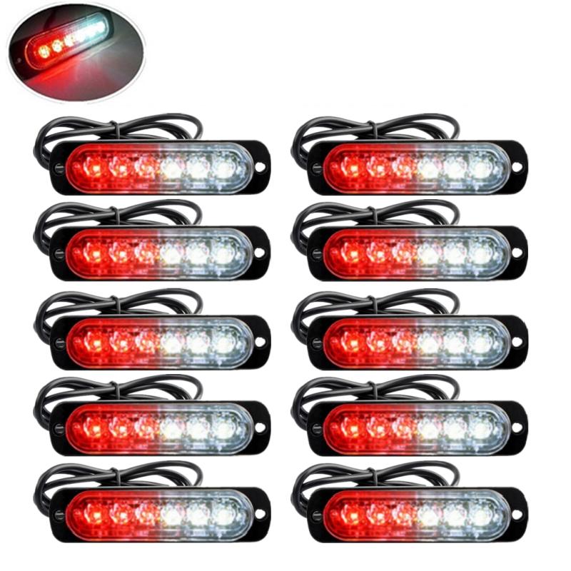10PCS Strobe Light 12v-24v 6LED Truck Trailer Lights Stroboscopes  LED Car Light  Emergency Warning Hazard Flash Light