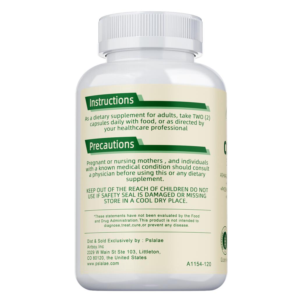 Pslalae Complément Alimentaire Complexe, Contenant de l'Ashwagandha, de la Camomille, du Magnésium et de la Rhodiola Rosea, pour une Complémentation Nutritionnelle Quotidienne