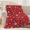 Christmas Blanket Red White Snowflake Soft Flannel Warm Cozy Xmas Pattern Home Decor Sofa Couch Living Room Festive Holiday Gift