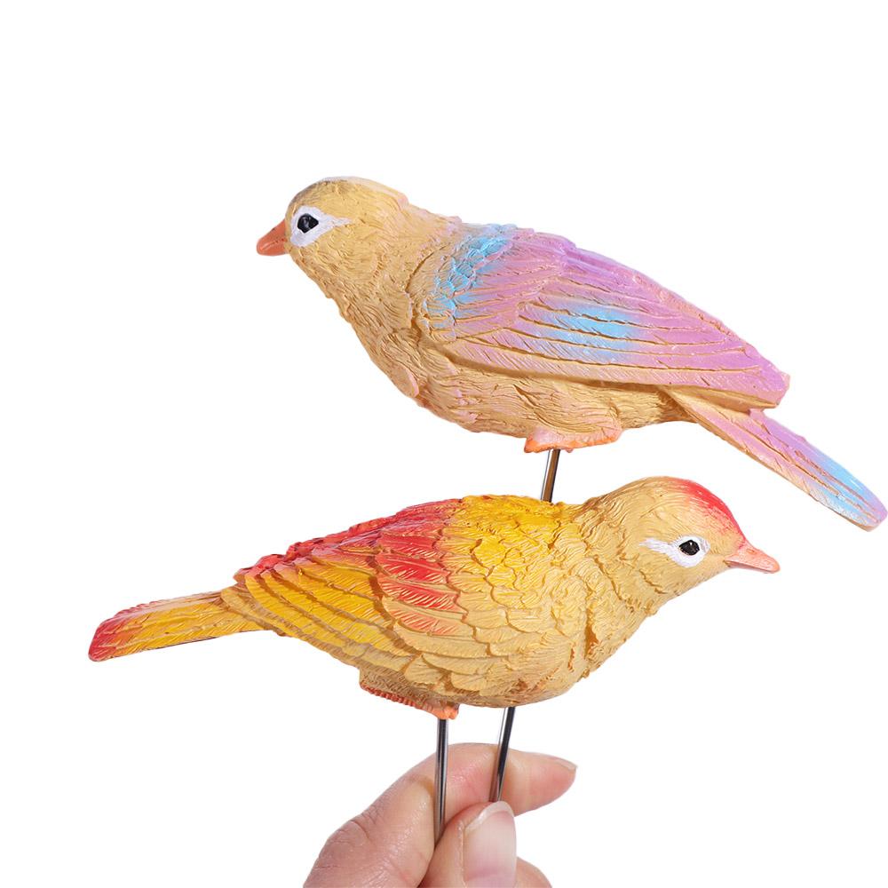 2Pcs Cute Garden Bird Decorative Stakes Lifelike Mini Bird Sculpture  Farmhouse