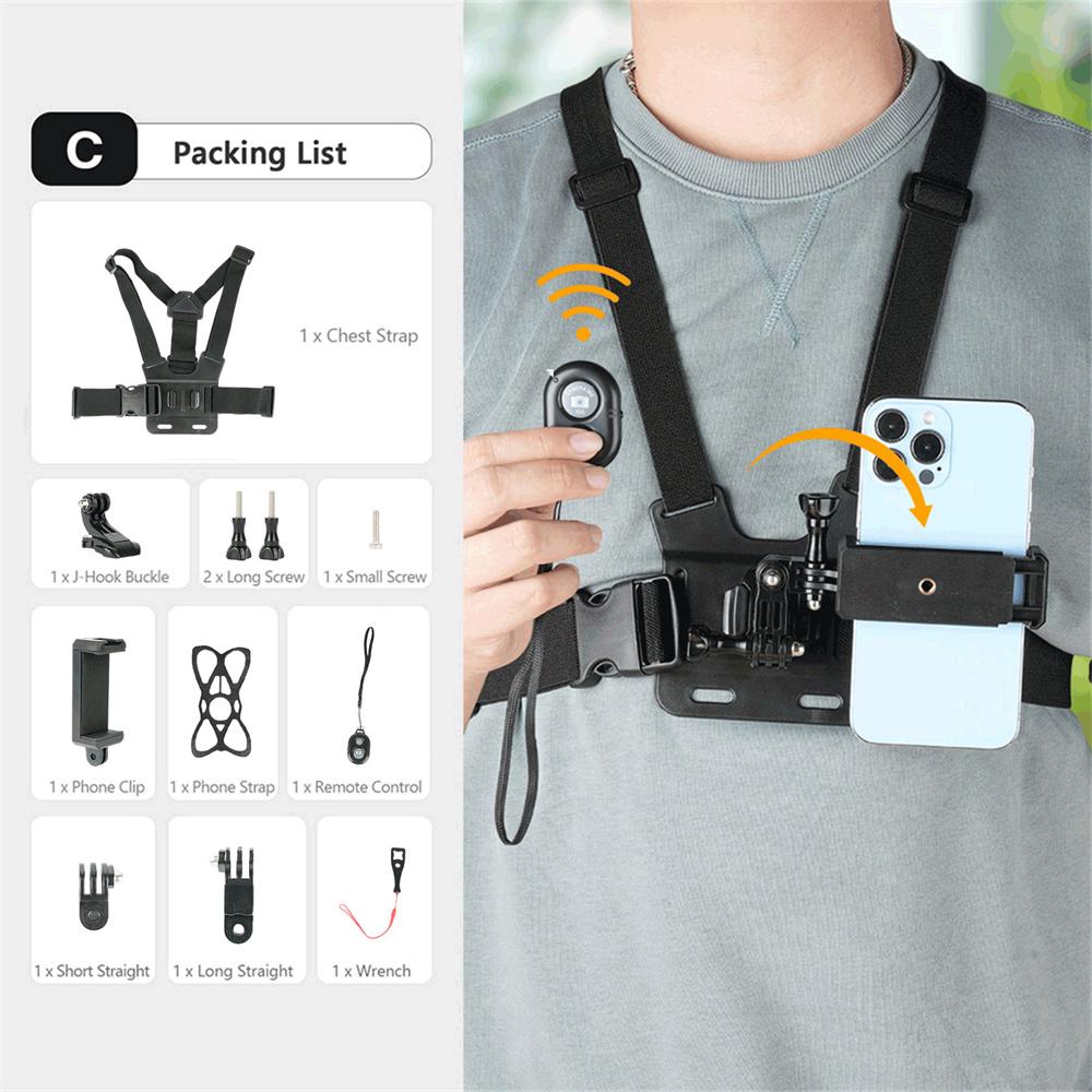 Chest Strap POV Rotate Phone Holder for Iphone Android Smartphone Belt Body Harness Mount for Gopro 12 11 10 9 8 Insta360 Camera 6