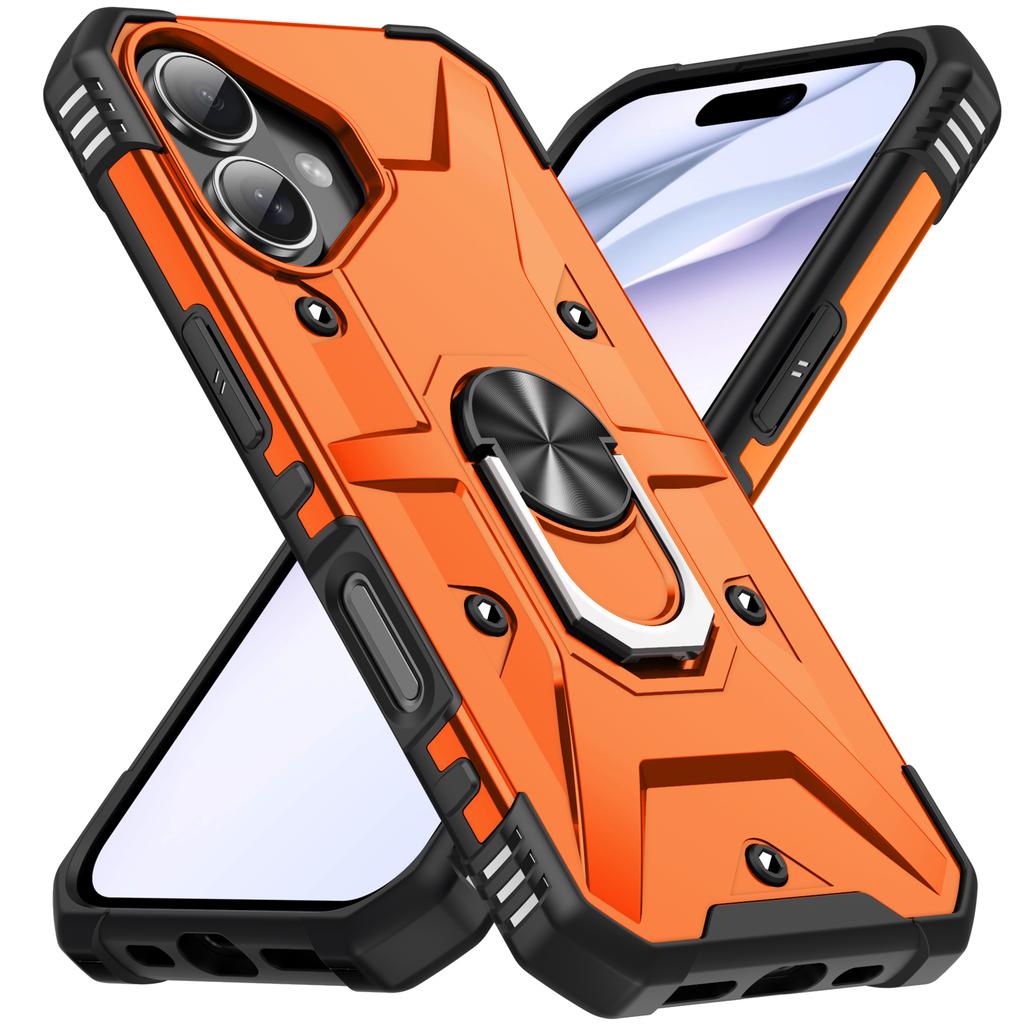 For iPhone 17 Pro Case PC + TPU Anti-Drop Phone Cover with Ring Kickstand