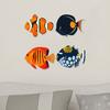 4 Stück Holzfisch Nautische Wanddekoration Rustikal Fischschwarm Wandkunst Küstenthema Ozean Wandskulptur für Seehaus Zuhause Badezimmer Schlafzimmer