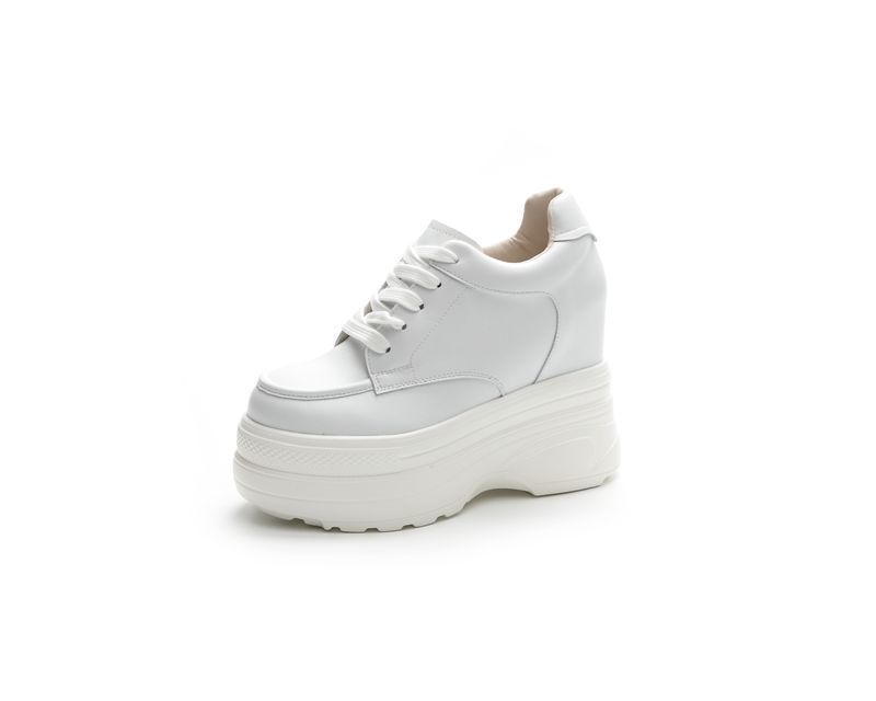 

Модные туфли-лодочки на танкетке 11 см, осенние, из натуральной кожи, весенние, обувь на скрытой платформе, мокасины, женские, платформа, высокий бренд, женская обувь 34 белый