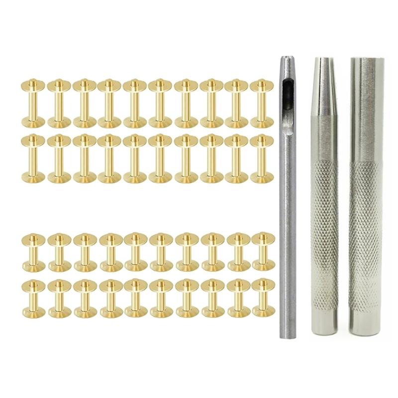 40 Sets Rivets and Burrs with 3.5 Rivet Punch Tool and Install Setting Tool for Leather Belt, Wallets, Handbags, Rope
