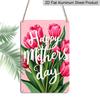 2D Flat, 1pc Tulip Bouquet Mother's Day Metal Wall Art Sign "Happy Mothers Day" - 8*12 Inch Aluminium Rustic Home Decor, Living Room Wall Art, Sweet